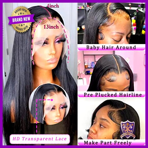 Straight Human Hair Lace Front Wig 24in HD 13x4 Glueless Virgin Brazilian main image 3